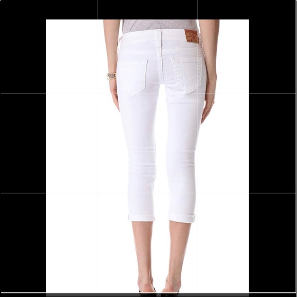 True Religion Lizzy Cropped Jeans White Sz 28